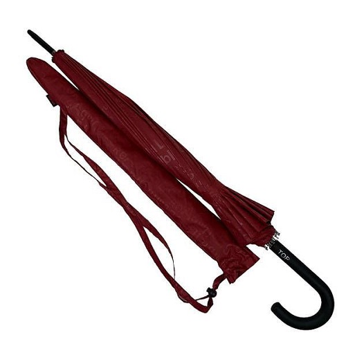 Длинный Зонт трость бордовый с принтом - в комплекте защитный чехол